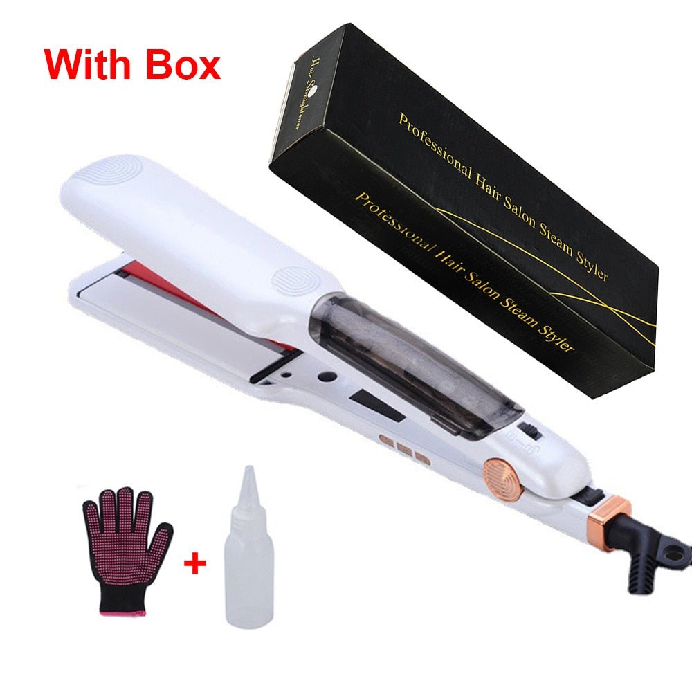 Professional Steam Hair Straightener with Infrared Flat Iron Ceramic Plates