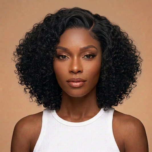 Dona wig with more volume and a side part