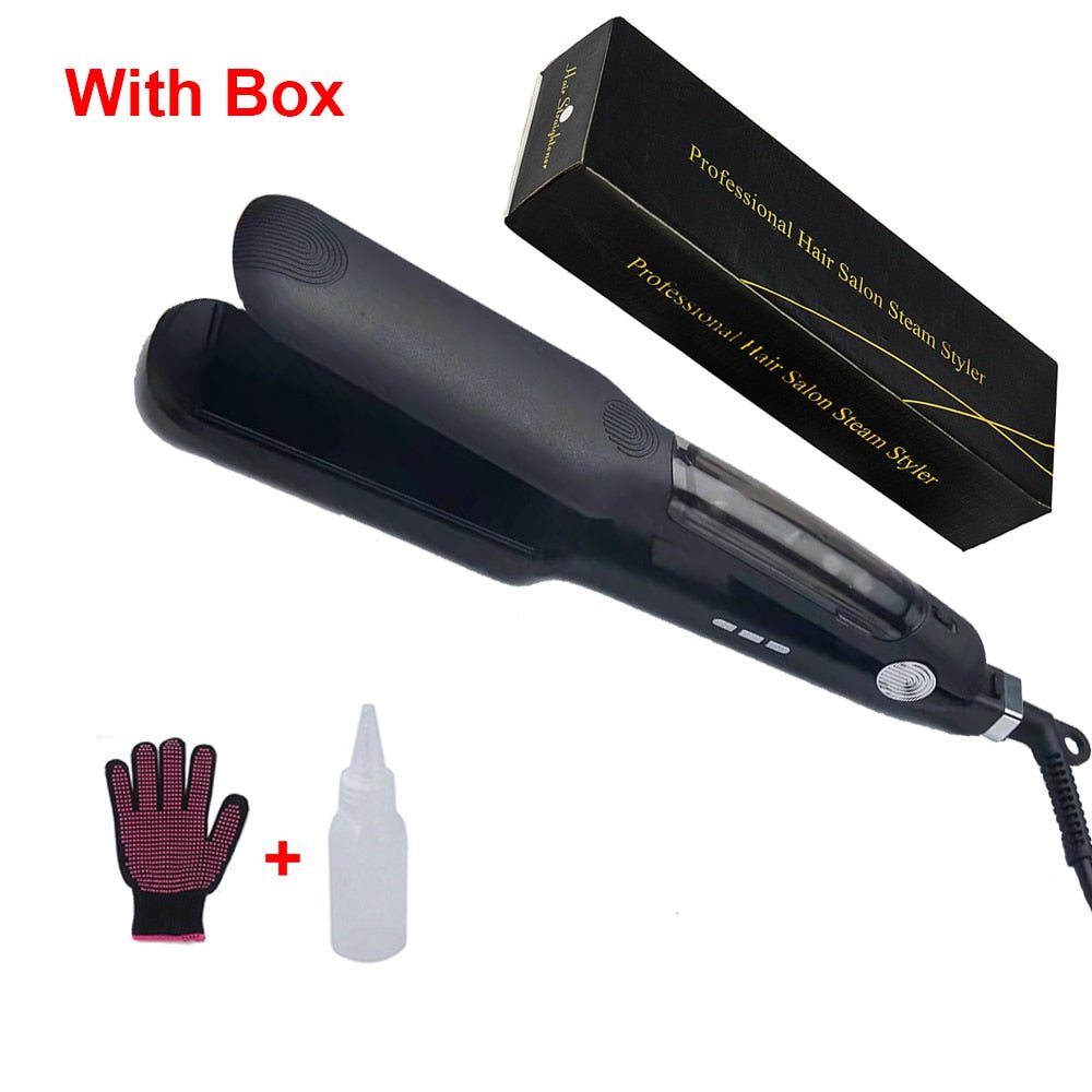 Professional Steam Hair Straightener with Infrared Flat Iron Ceramic Plates